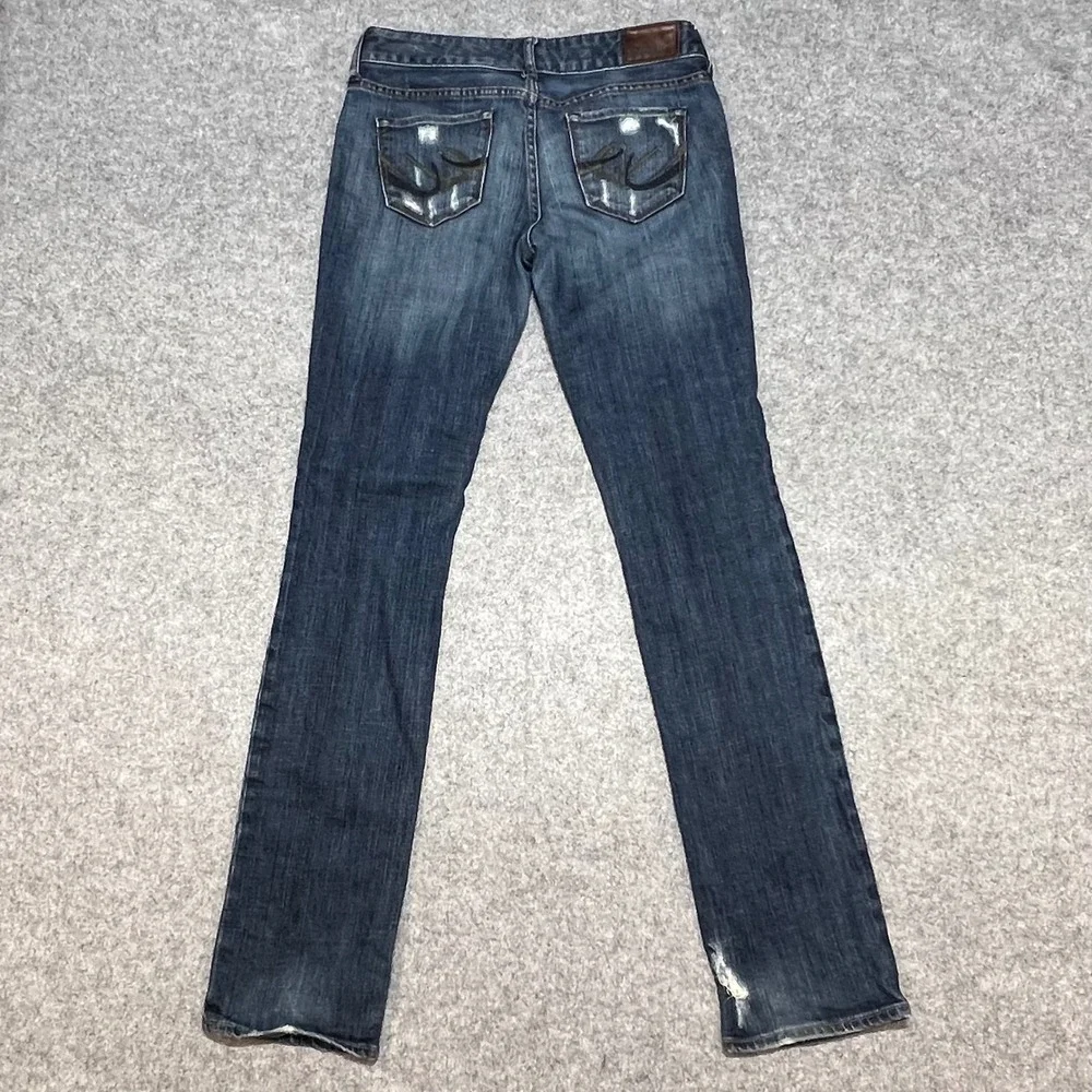 Express Stella Skinny Leg Distressed Ripped Jeans Dark‎ Wash Blue Size 2L 1894